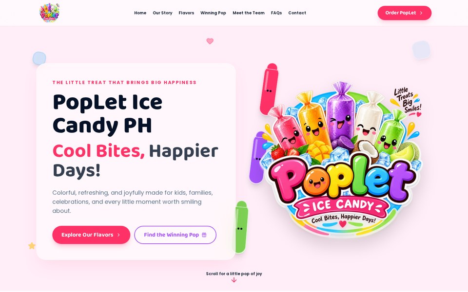 Homepage preview of the Poplet Ice Candy PH website